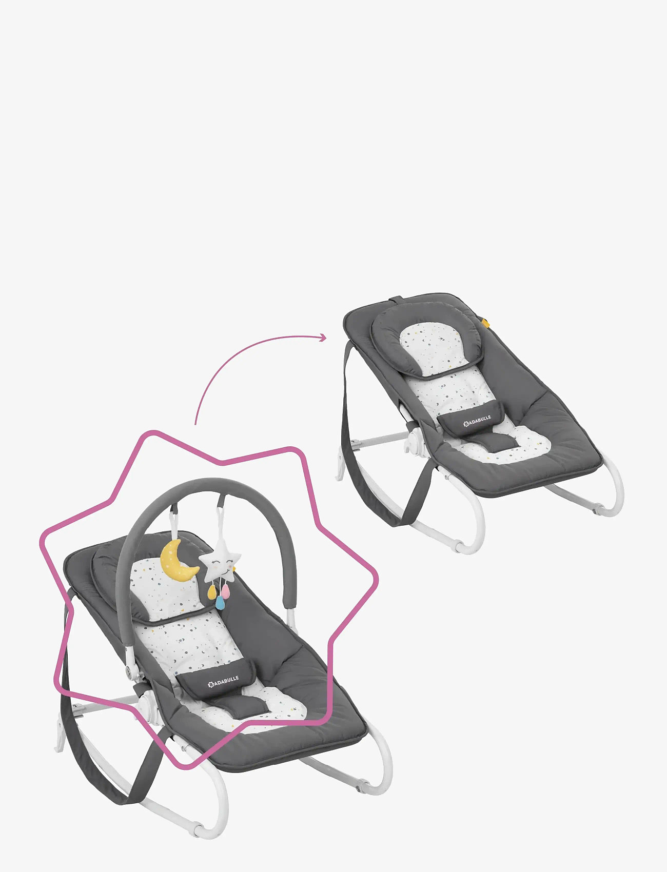 Badabulle - EASY FOLDABLE BOUNCER MOONLIGHT - skråstole - moonlight - 4
