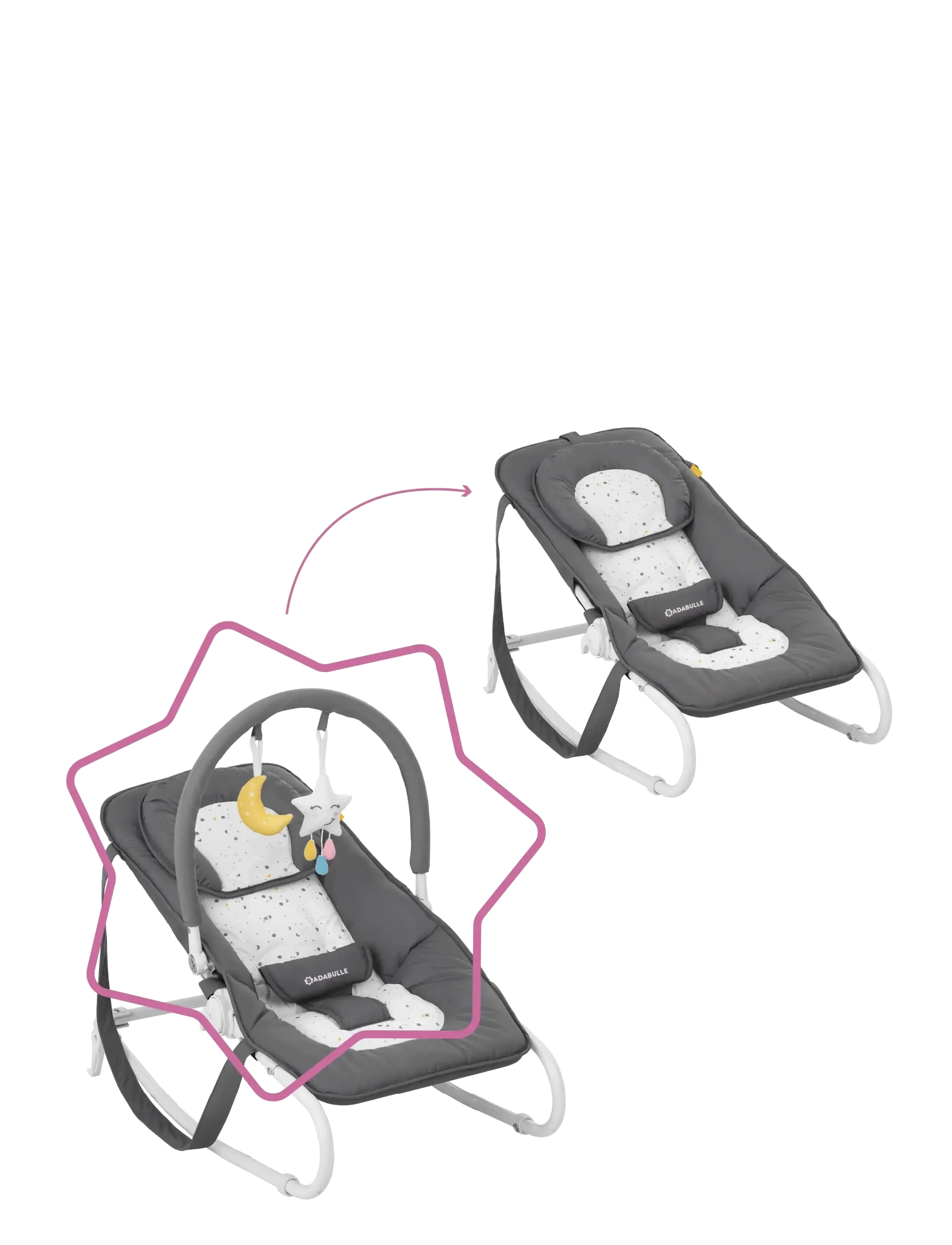 Badabulle - EASY FOLDABLE BOUNCER MOONLIGHT - ungbarnastólar - moonlight - 4