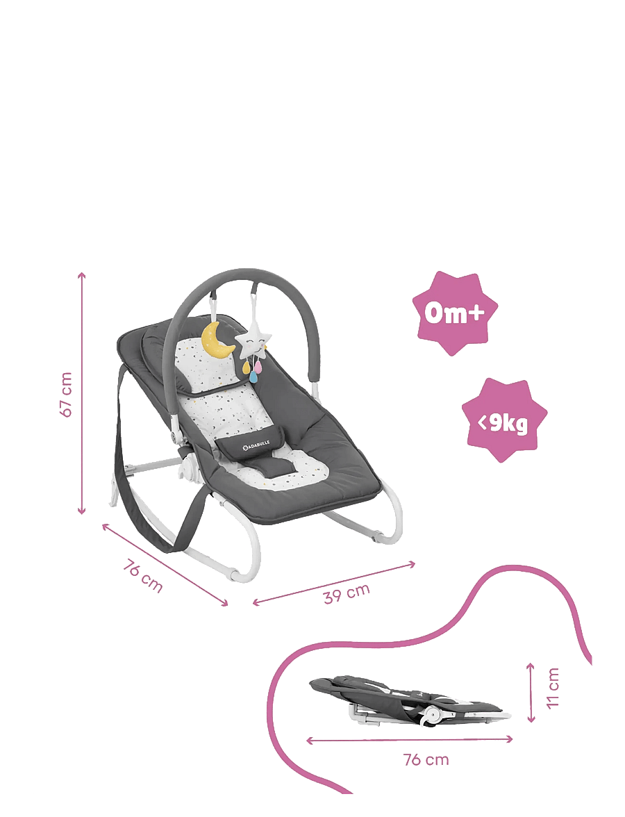 Badabulle - EASY FOLDABLE BOUNCER MOONLIGHT - ungbarnastólar - moonlight - 5