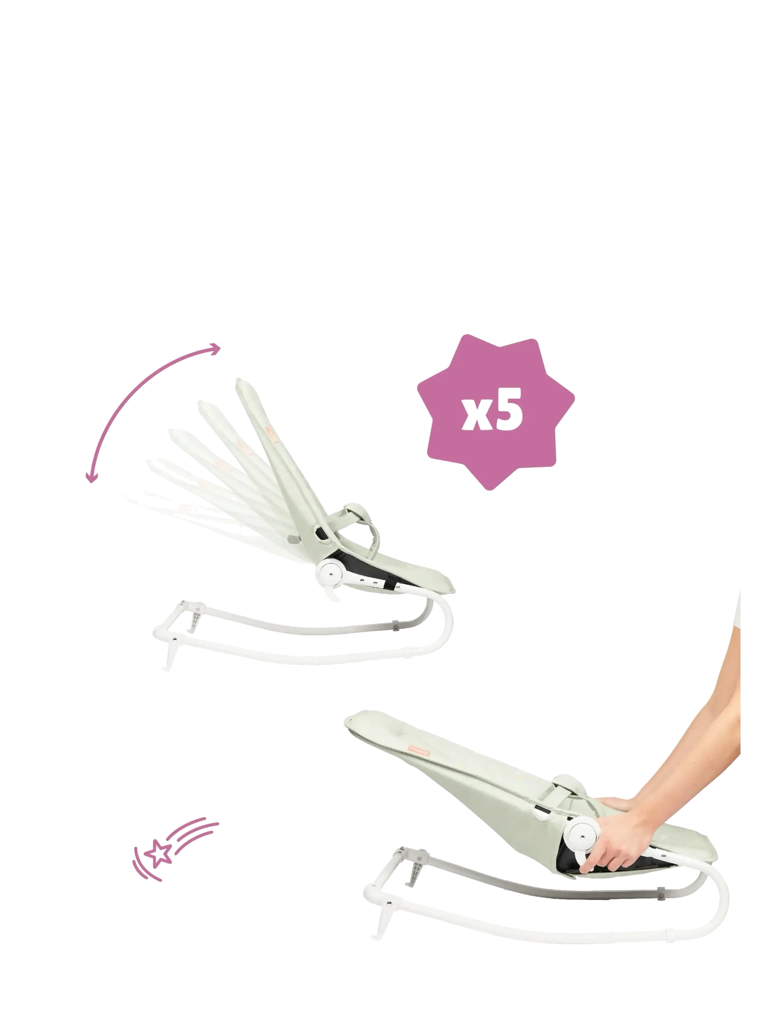 Badabulle - FOLDABLE BOUNCER LICHEN - babywippen - lichen - 4