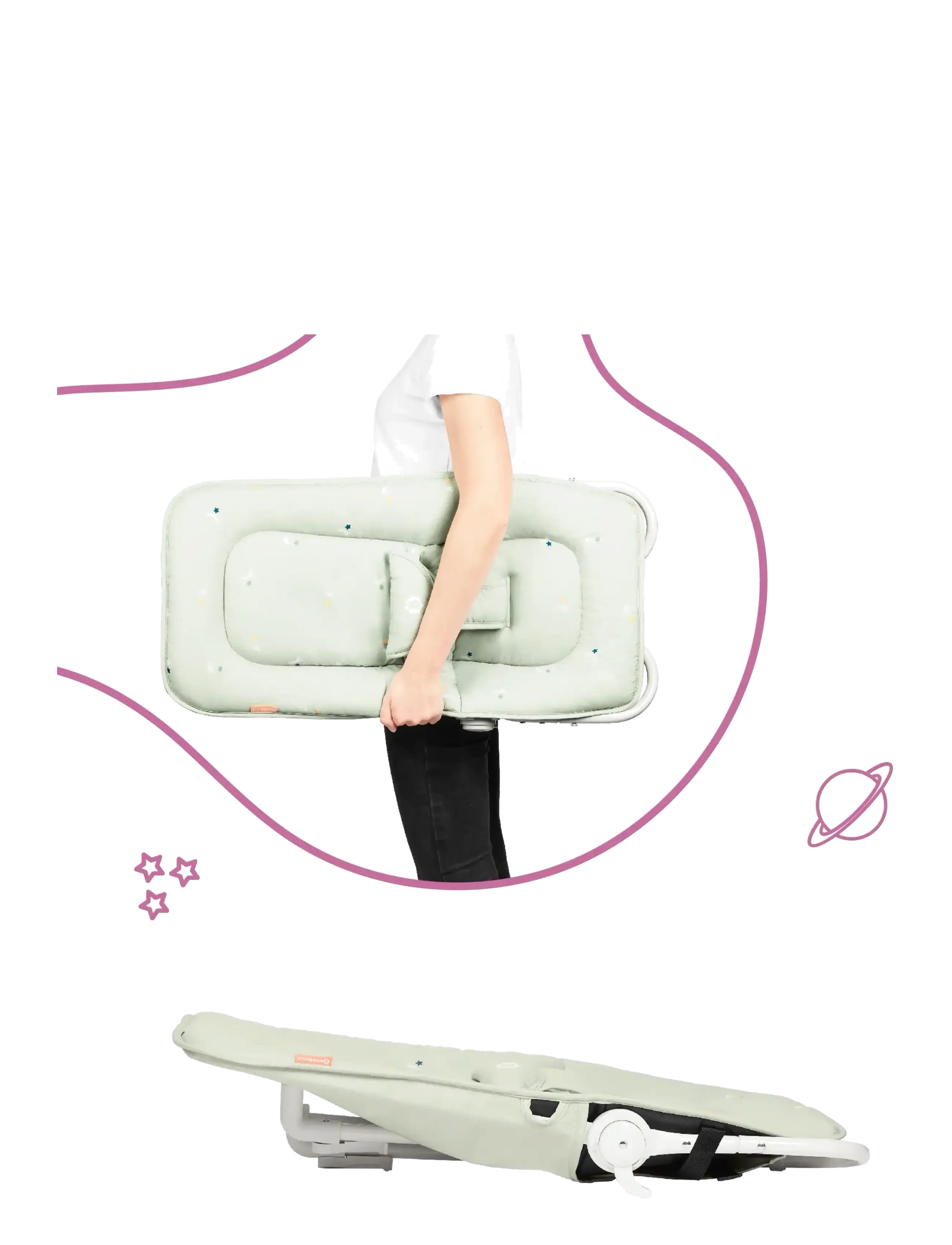 Badabulle - FOLDABLE BOUNCER LICHEN - babywippen - lichen - 5