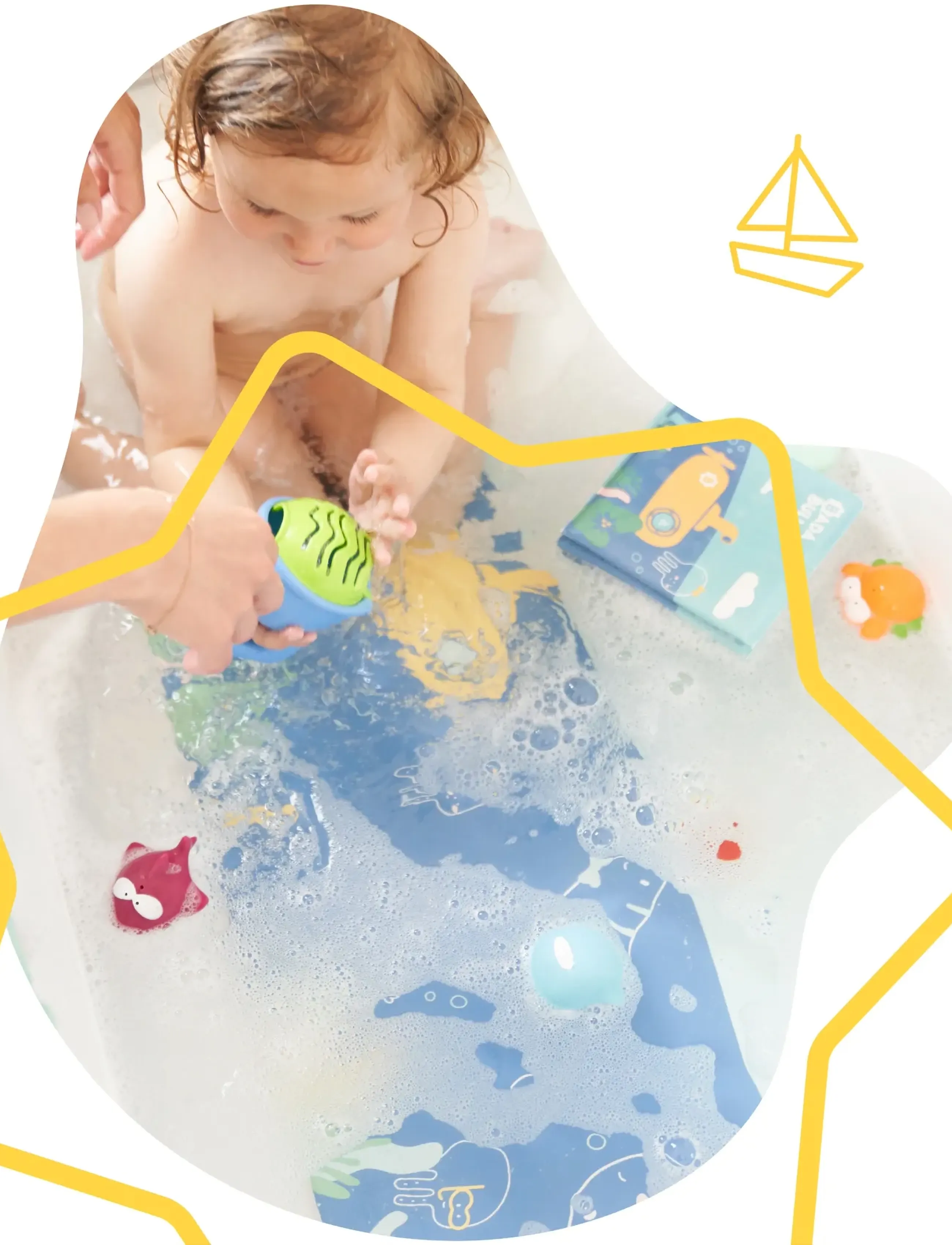 Badabulle Xxl Bath Mat, One Size, Time, Blau - Bathroom Mats, Kinder