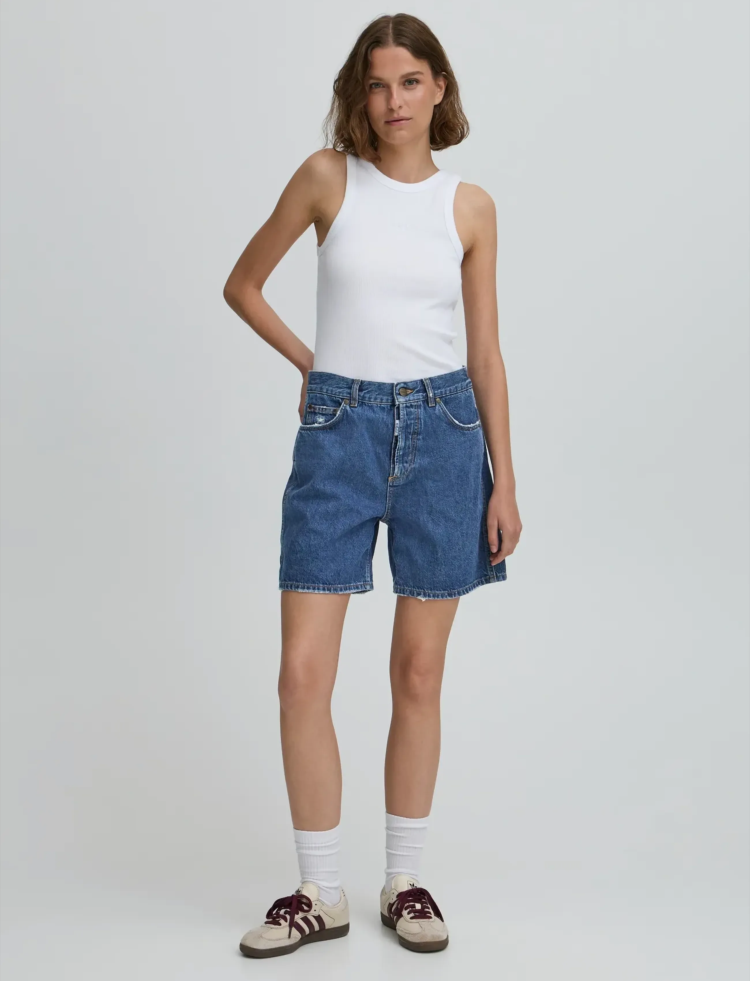 BALL Baserre Denim Shorts, Kvinder, Højtaljede Denim Shorts, Blå, Str: 32