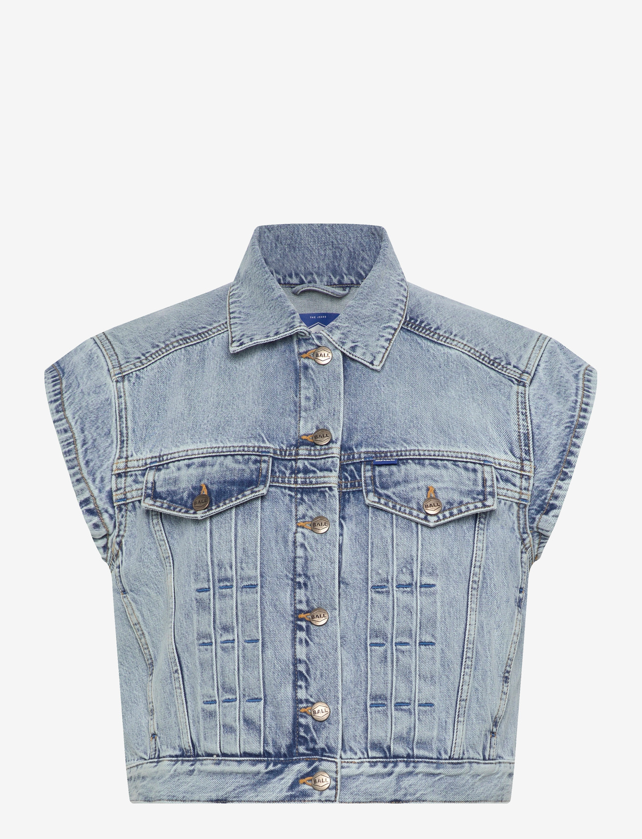 BALL - BAPIETRO DENIM SHORT WAISTCOAT - denim-westen - light blue denim - 1