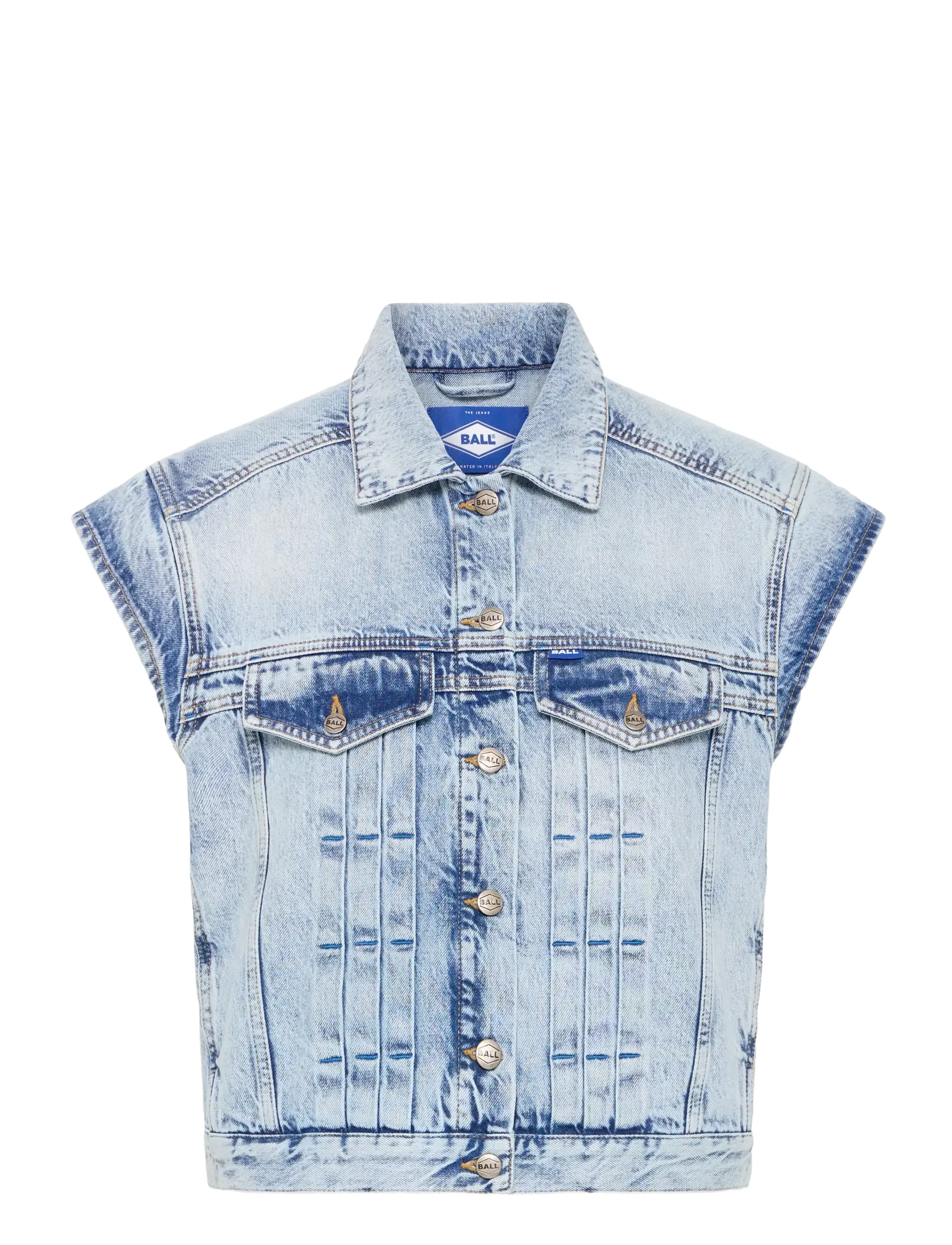 Ball BAPIETRO DENIM SHORT WAISTCOAT - Campaign - LIGHT BLUE DENIM / blue