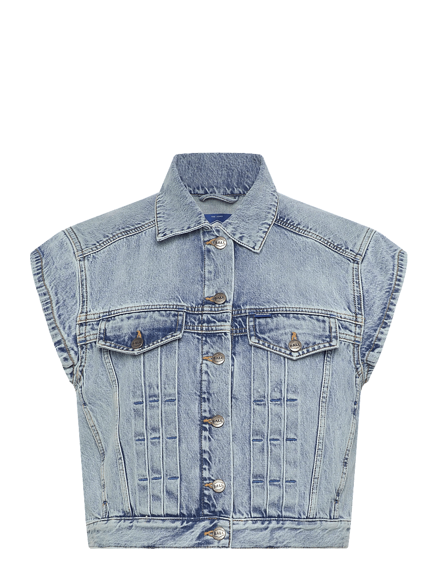 BALL - BAPIETRO DENIM SHORT WAISTCOAT - denim gilet - light blue denim - 1