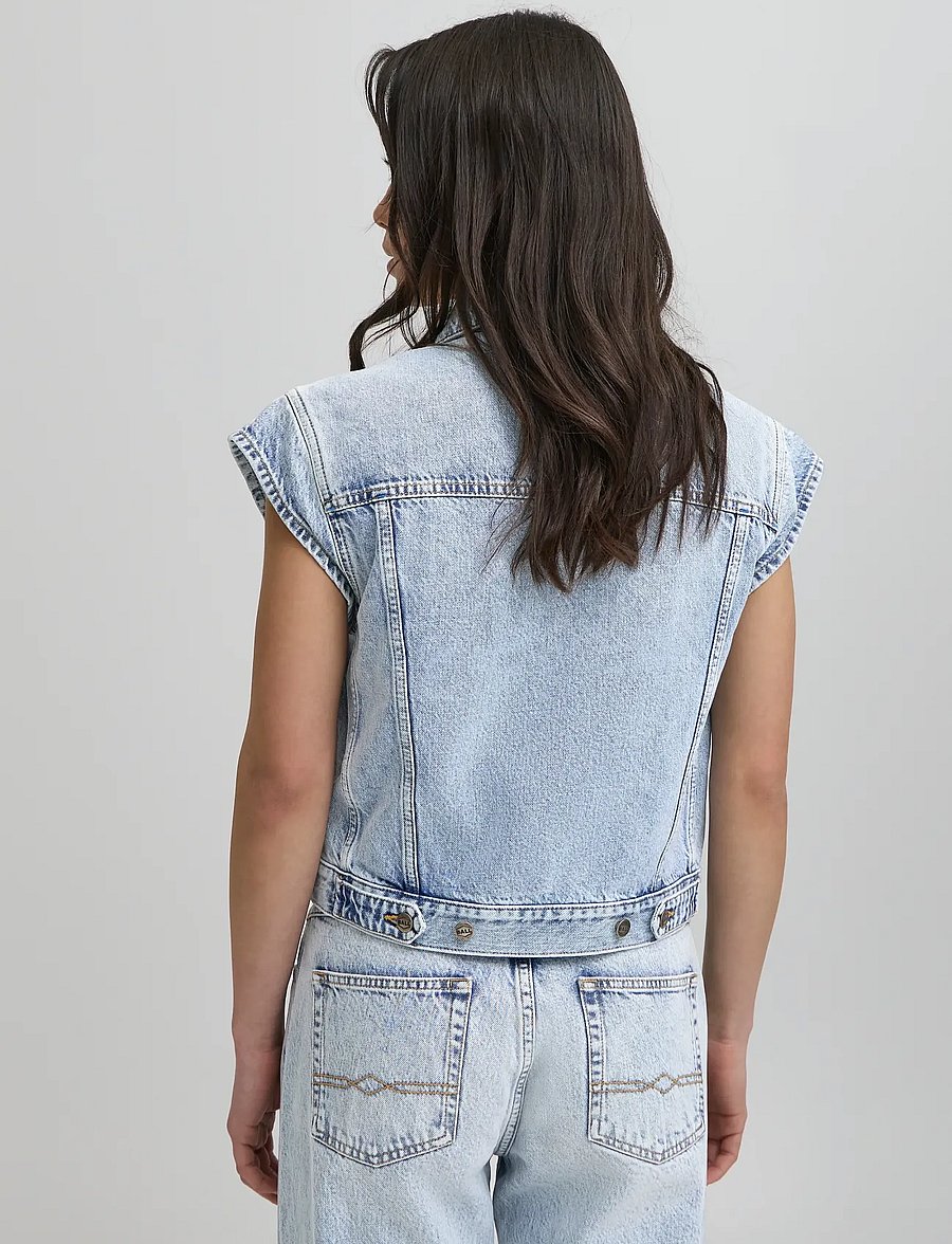 BALL - BAPIETRO DENIM SHORT WAISTCOAT - denim gilet - light blue denim - 4