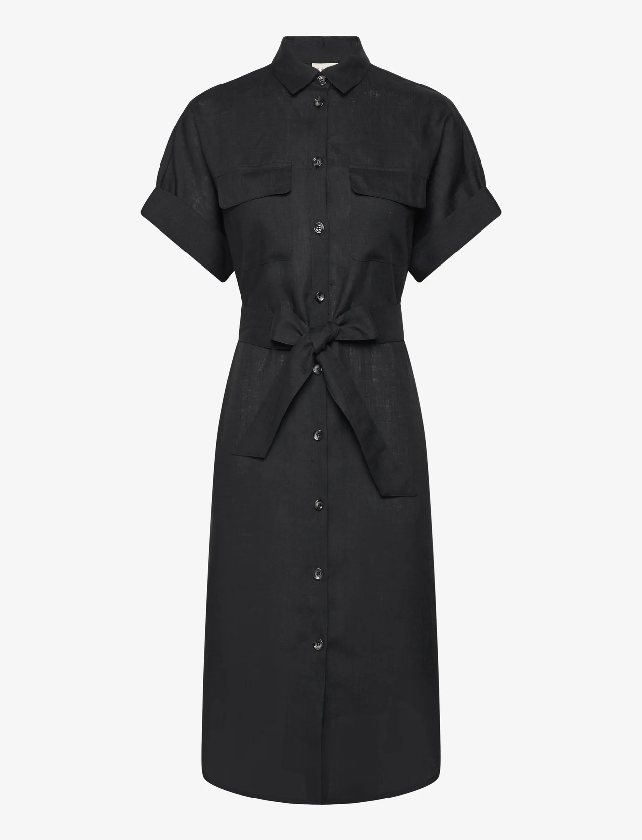 Balmuir - Sahara linen shirt dress - paitamekot - black - 0