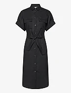Sahara linen shirt dress - BLACK