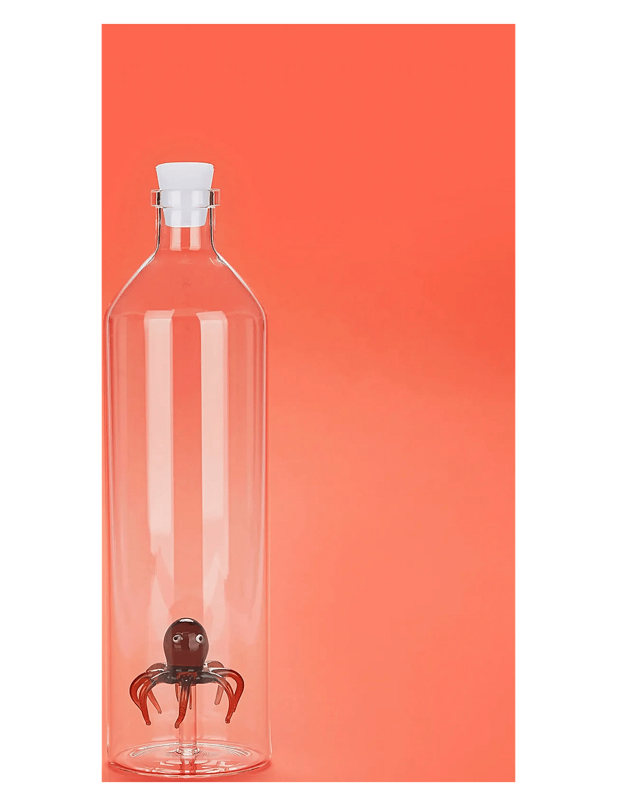 Balvi - Bottle Atlantis, Octopus 1.2l, Borosilicate glass - wasserkaraffen - transparant/ brown - 1