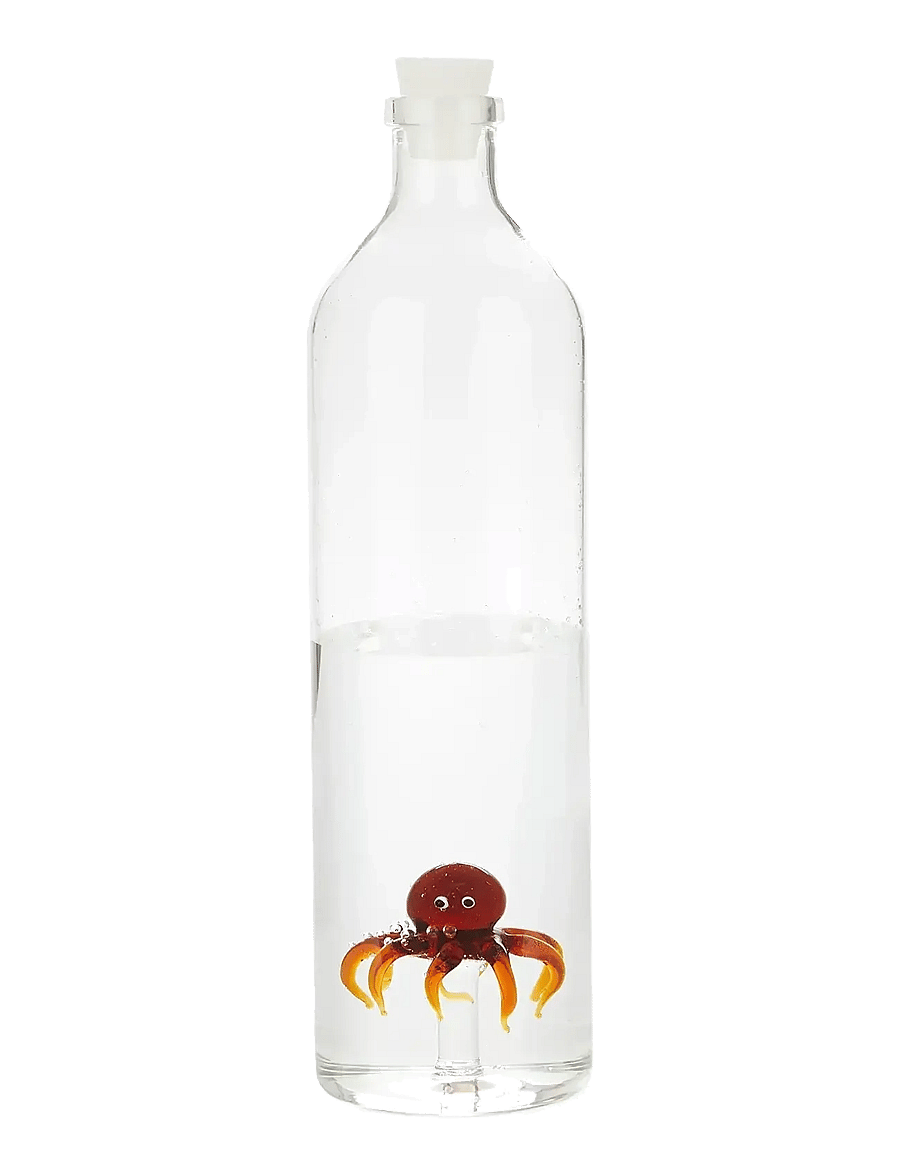 Balvi - Bottle Atlantis, Octopus 1.2l, Borosilicate glass - wasserkaraffen - transparant/ brown - 2