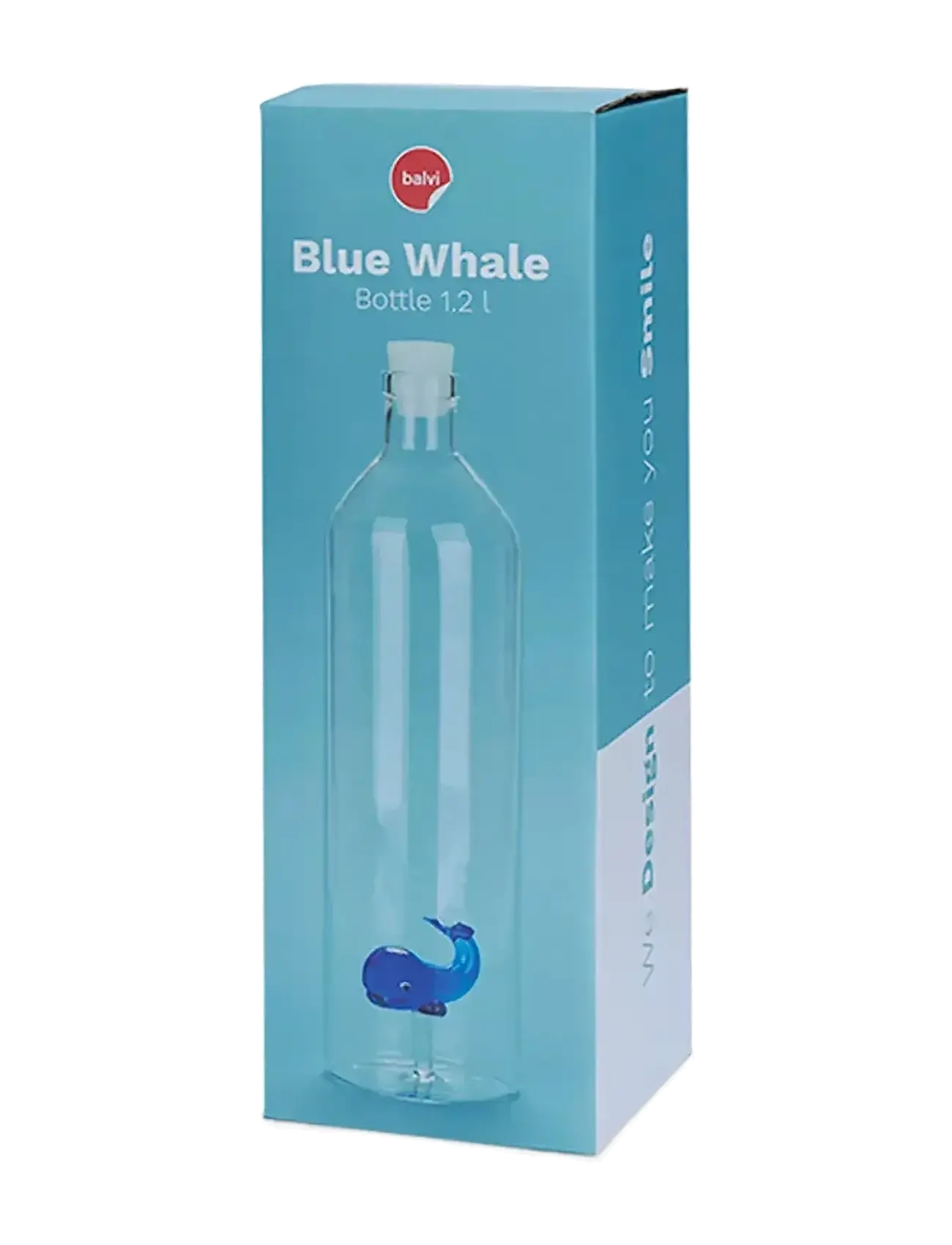 Balvi - Flaske Atlantis, Blåhval, 1,2l, Borosilikatglas - vandkarafler - blue whale - 2