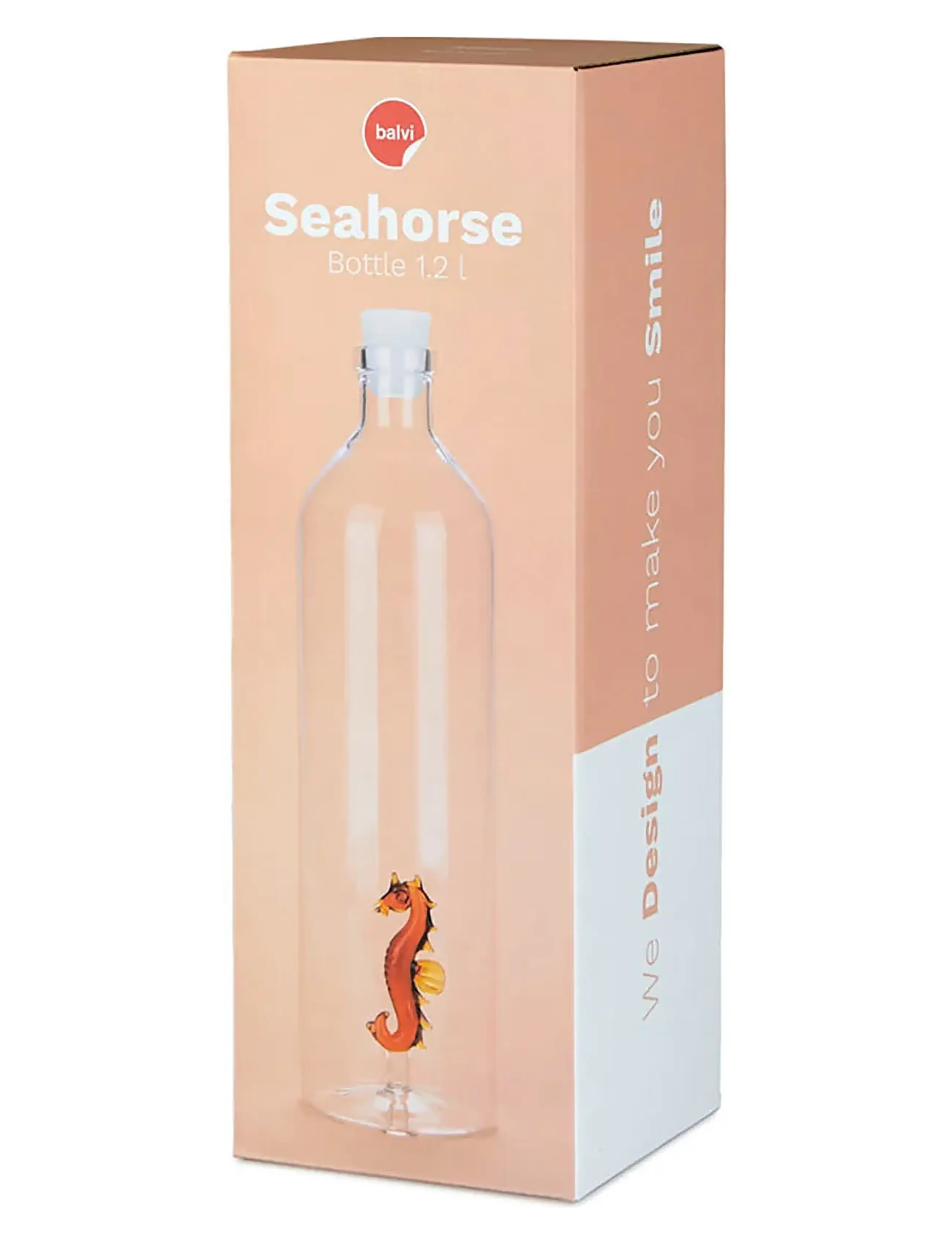 Balvi - Bottle, Atlantis Seahorse,1.2 L,borosilicate - transparant/ brown - 2