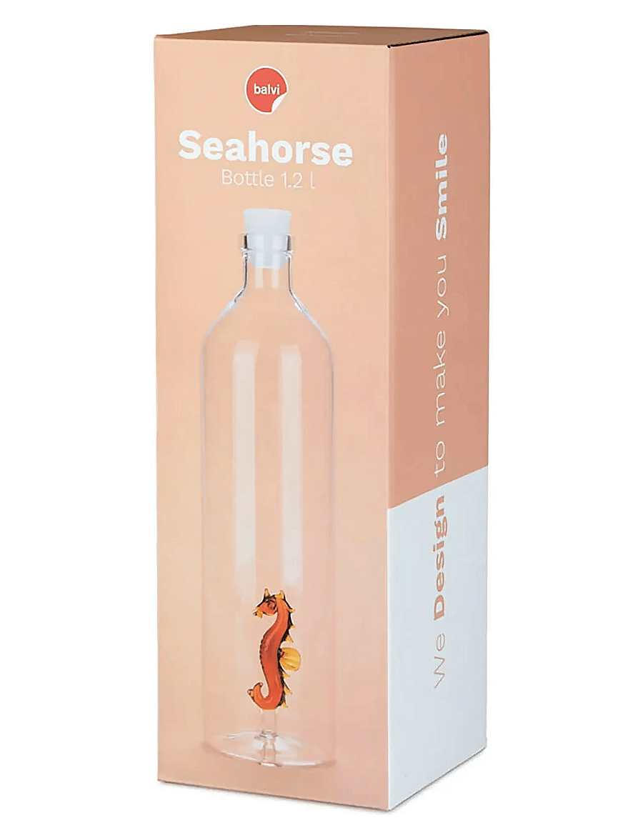 Balvi - Bottle, Atlantis Seahorse,1.2 L,borosilicate - transparant/ brown - 2