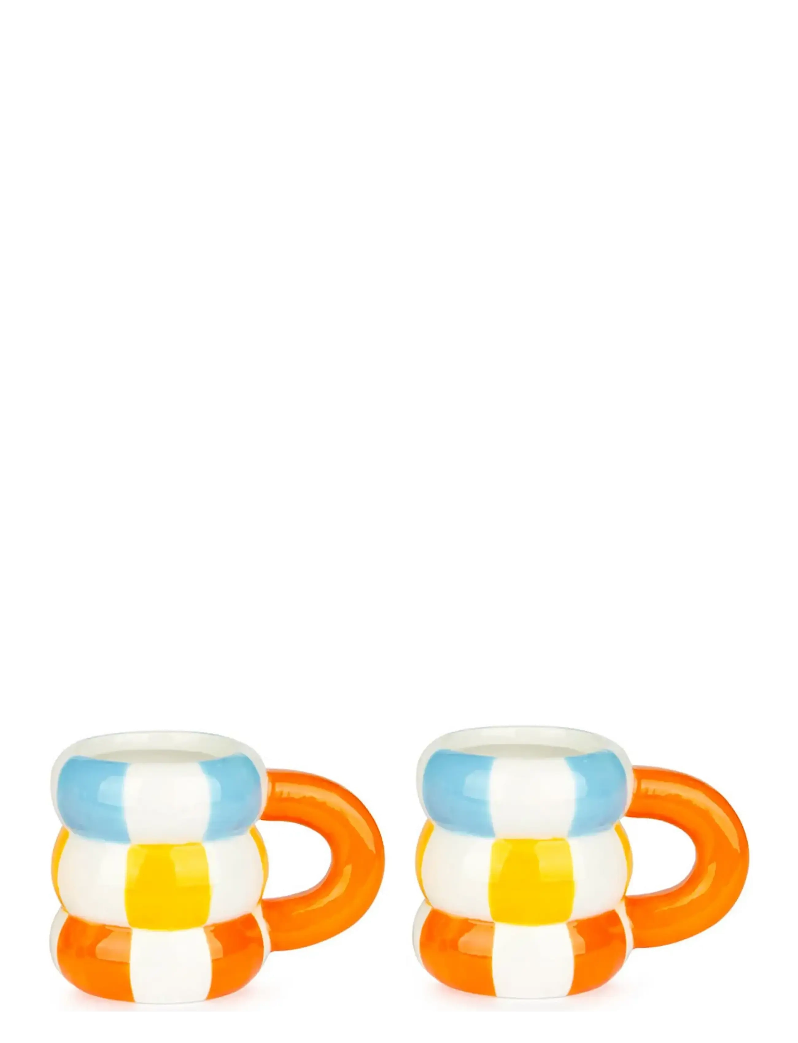 BALVI Sæt Med 2 Keramiske Kaffekopper Flyder, Orange Patterned - 7.5 CL - Unisex