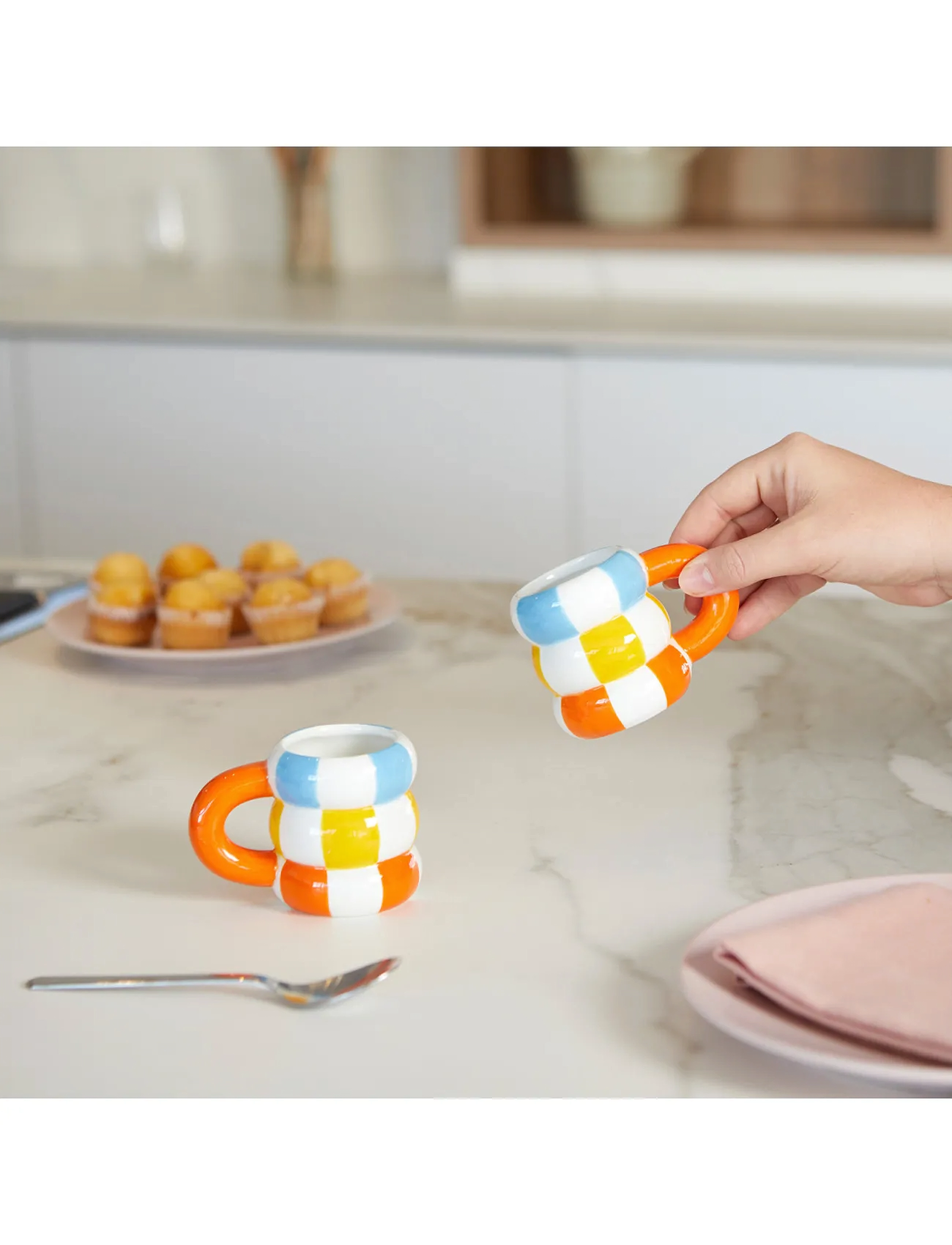 Balvi - 2 kpl keraamisia kahvikuppeja Floats, oranssi - espressokupit - orange/multicolored - 5