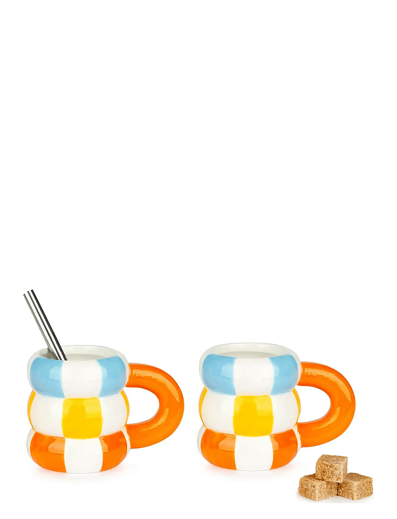 Balvi - Set of 2 Ceramic Coffee Cups Floats - espressotassid - orange/multicolored - 3