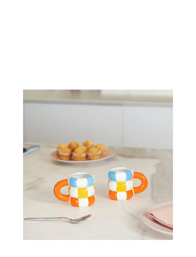 Balvi - Set of 2 Ceramic Coffee Cups Floats - espressotassid - orange/multicolored - 4