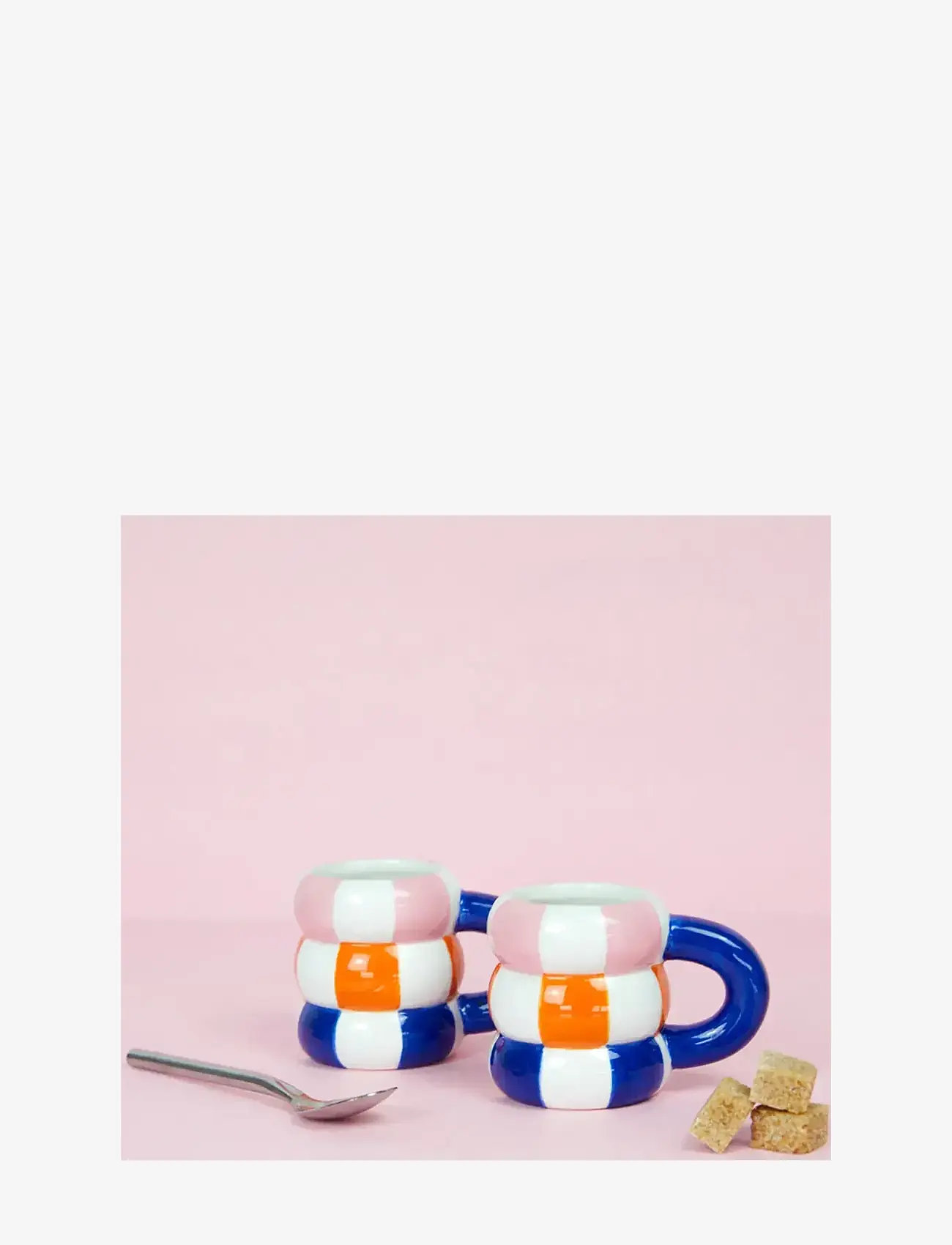 Balvi - Sæt med 2 keramiske kaffekopper flyder, blå - espressokopper - blue/multicolored - 1