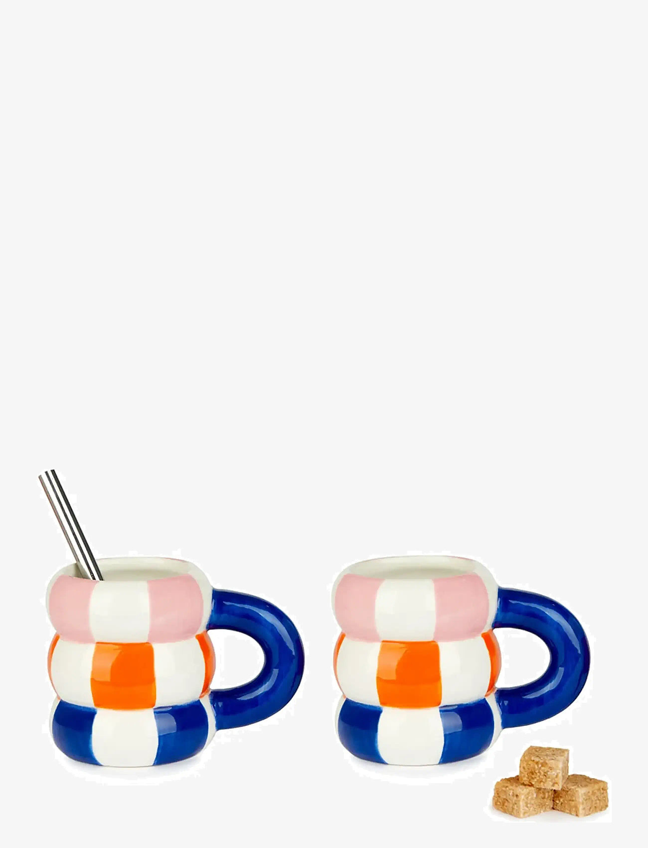 Balvi - Sæt med 2 keramiske kaffekopper flyder, blå - espressokopper - blue/multicolored - 3