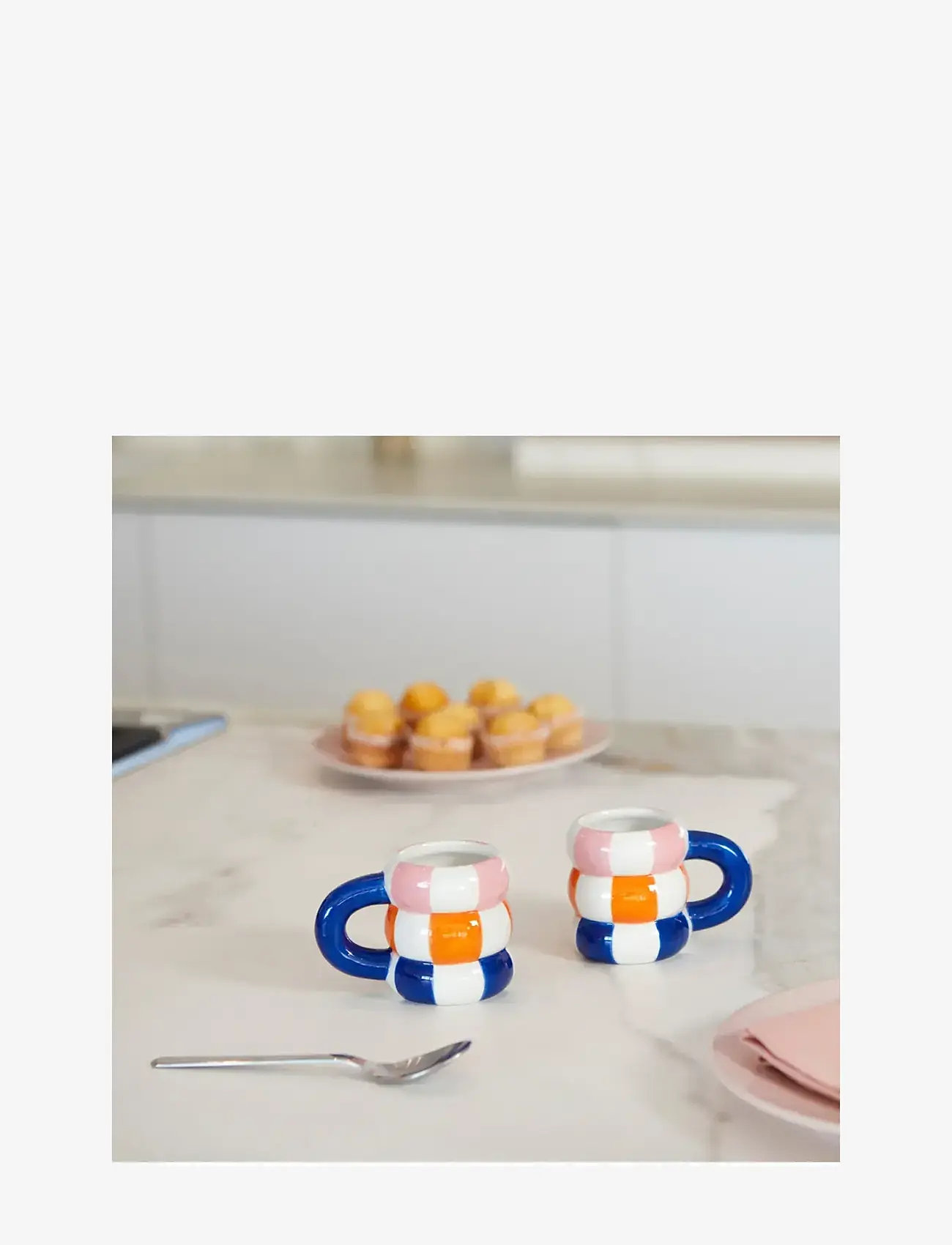 Balvi - Sæt med 2 keramiske kaffekopper flyder, blå - espressokopper - blue/multicolored - 4