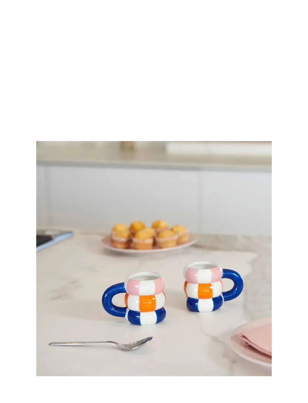 Balvi - Sæt med 2 keramiske kaffekopper flyder, blå - espressokopper - blue/multicolored - 4