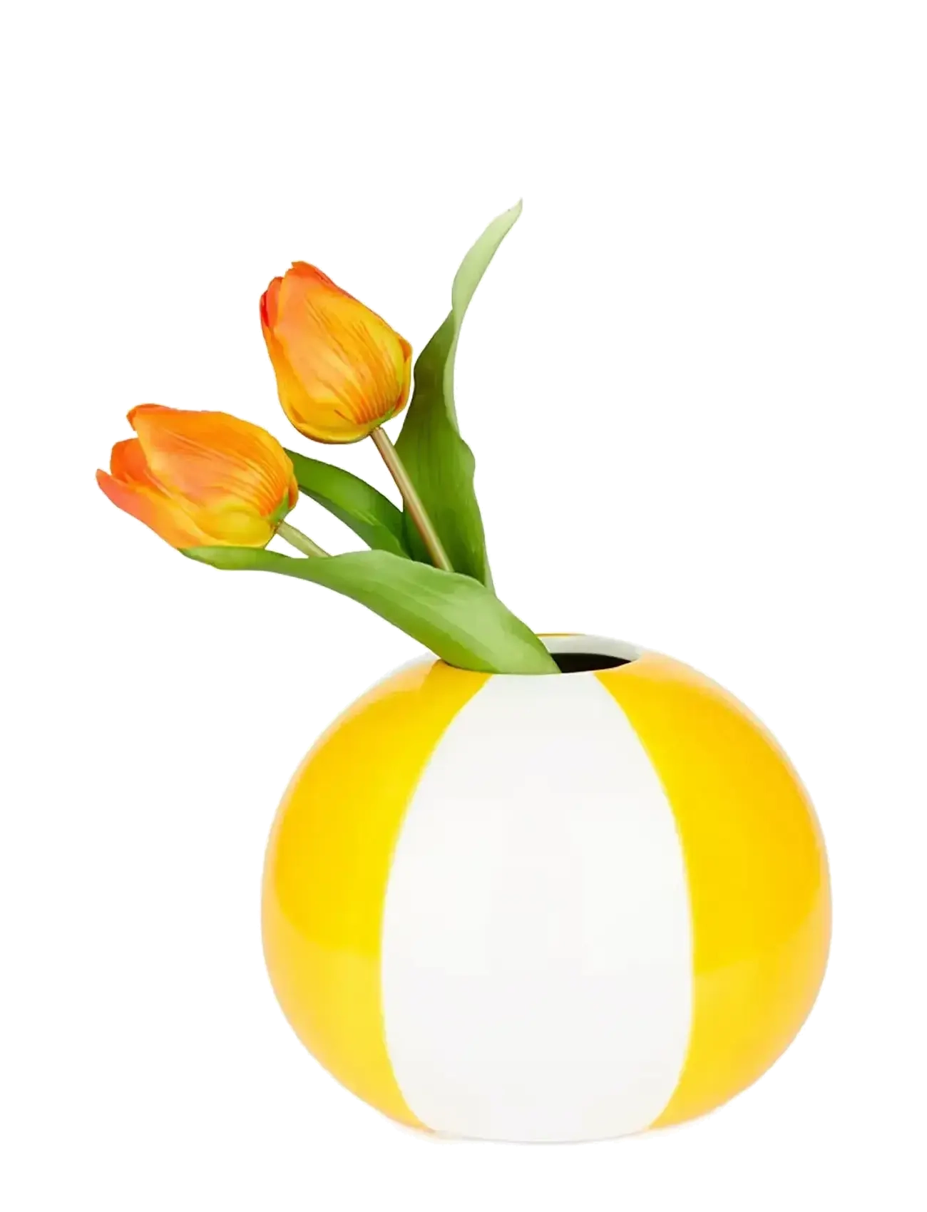 Balvi - Keraaminen maljakko Beachball, keltainen 14 cm - maljakot - yellow/ white - 1