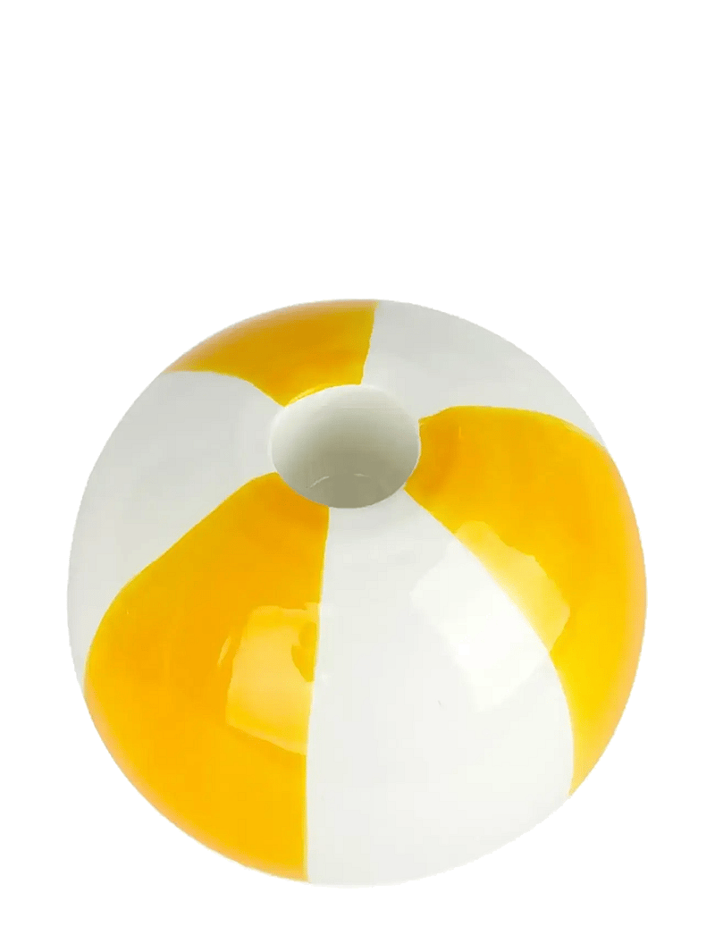 Balvi - Ceramic candle holder Beachball, Yellow 8 cm - kerzenständer - yellow/ white - 0