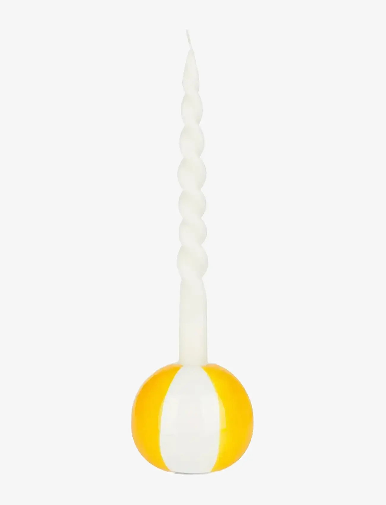 Balvi - Ceramic candle holder Beachball, Yellow 8 cm - kerzenständer - yellow/ white - 1