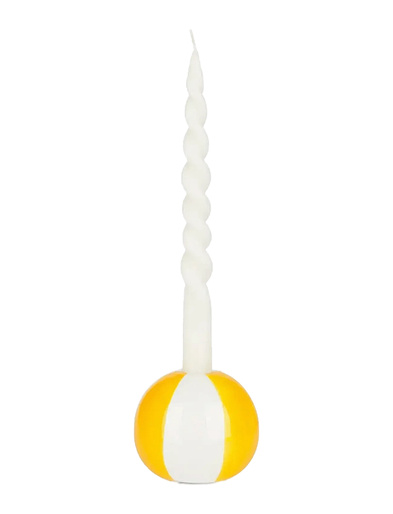 Balvi - Ceramic candle holder Beachball, Yellow 8 cm - kerzenständer - yellow/ white - 1