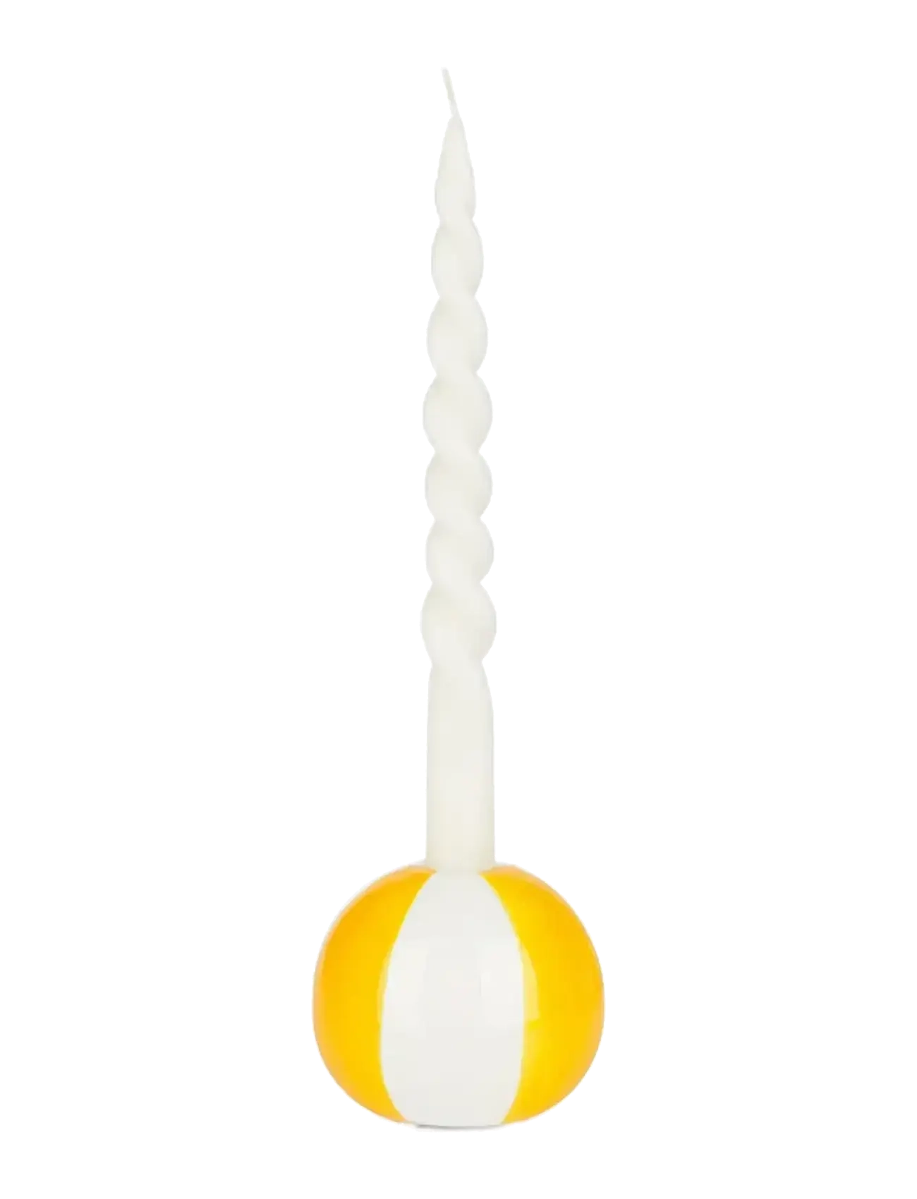 Balvi - Ceramic candle holder Beachball, Yellow 8 cm - kerzenständer - yellow/ white - 1