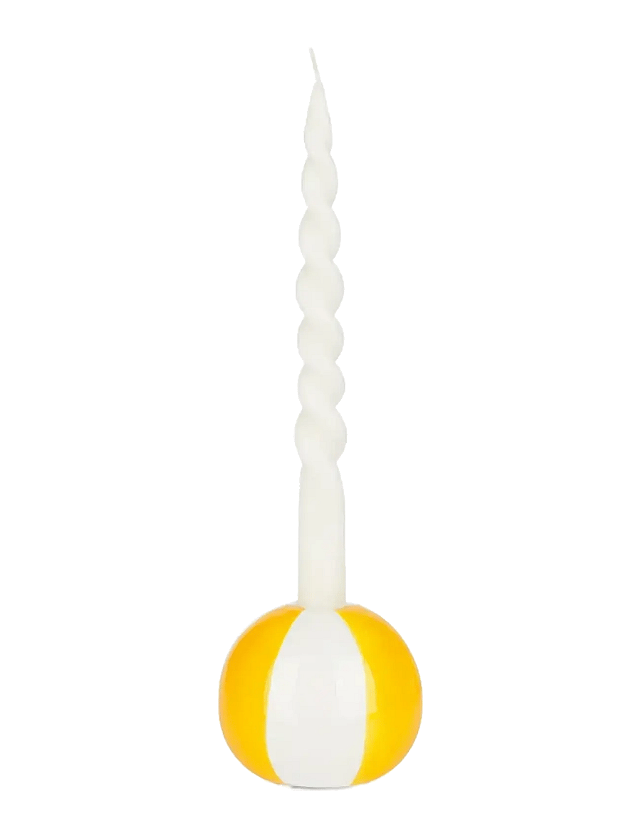 Balvi - Ceramic candle holder Beachball, Yellow 8 cm - kerzenständer - yellow/ white - 1