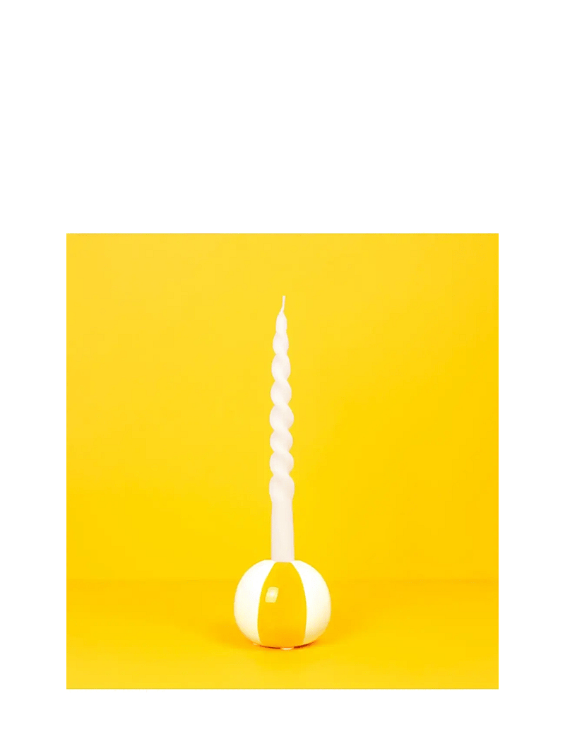 Balvi - Ceramic candle holder Beachball, Yellow 8 cm - kerzenständer - yellow/ white - 2