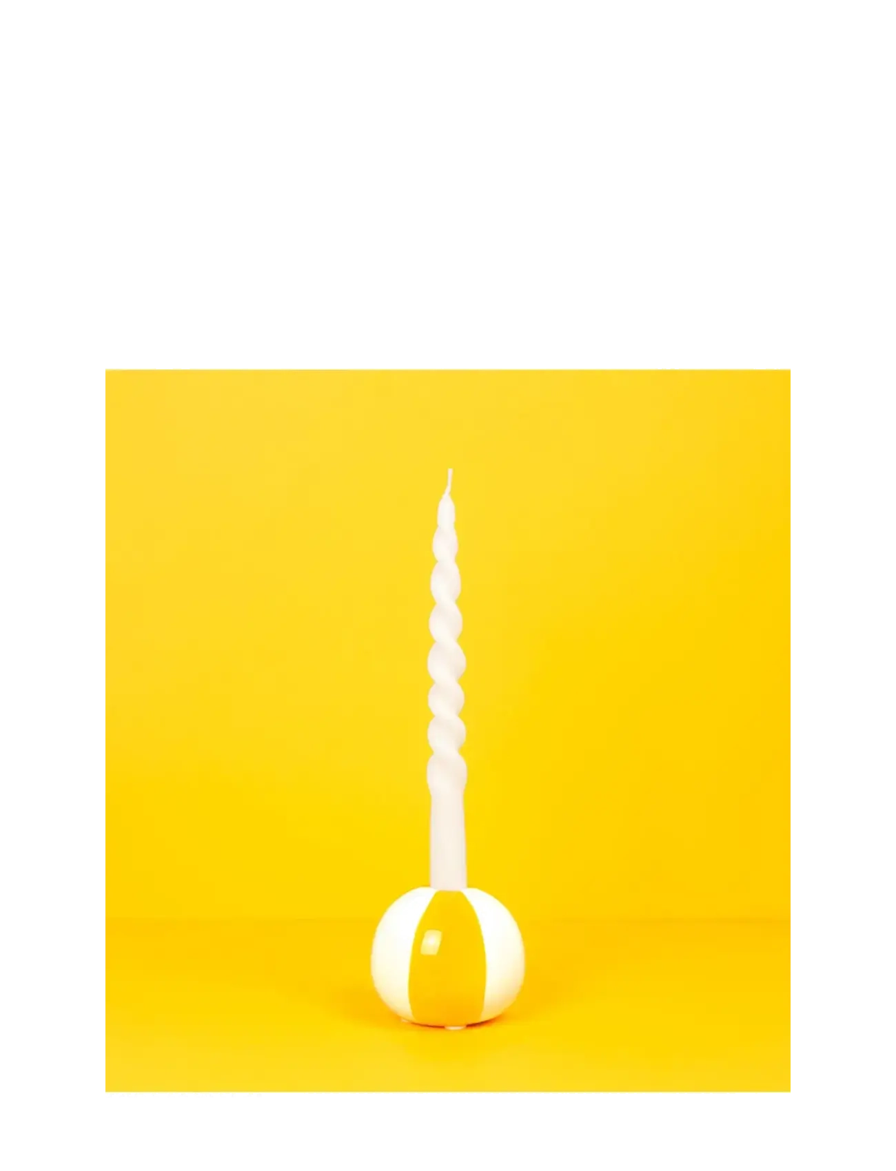 Balvi - Ceramic candle holder Beachball, Yellow 8 cm - kerzenständer - yellow/ white - 2