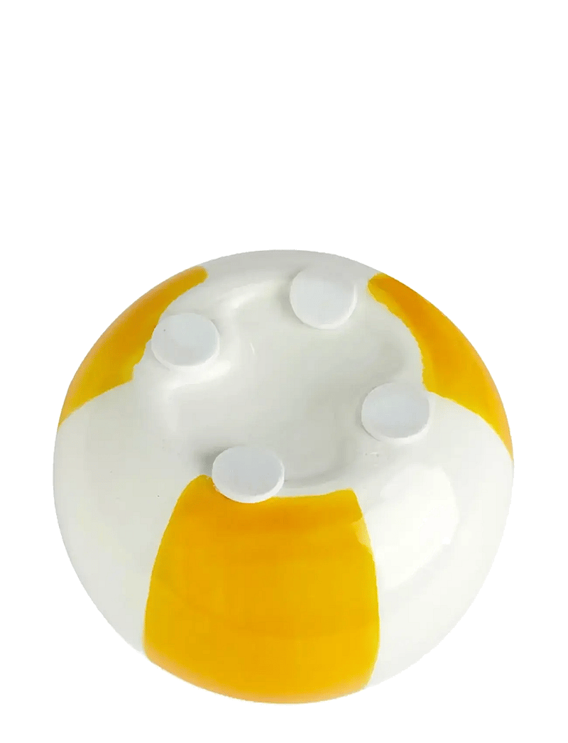 Balvi - Ceramic candle holder Beachball, Yellow 8 cm - kerzenständer - yellow/ white - 3