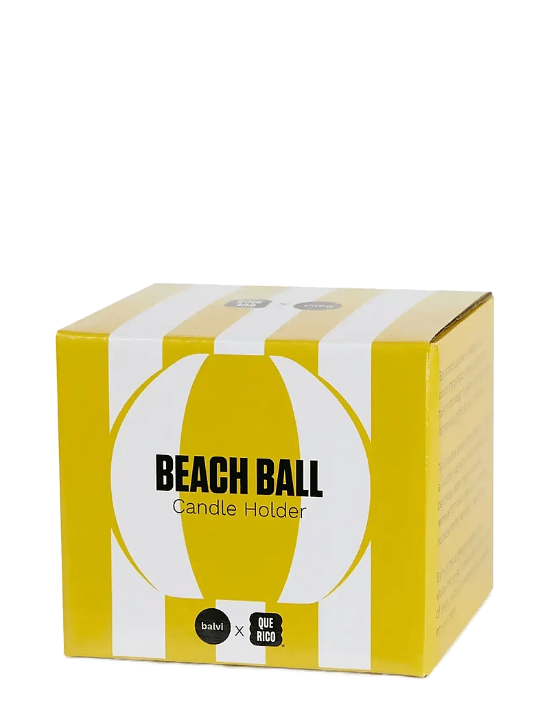 Balvi - Ceramic candle holder Beachball, Yellow 8 cm - kerzenständer - yellow/ white - 5