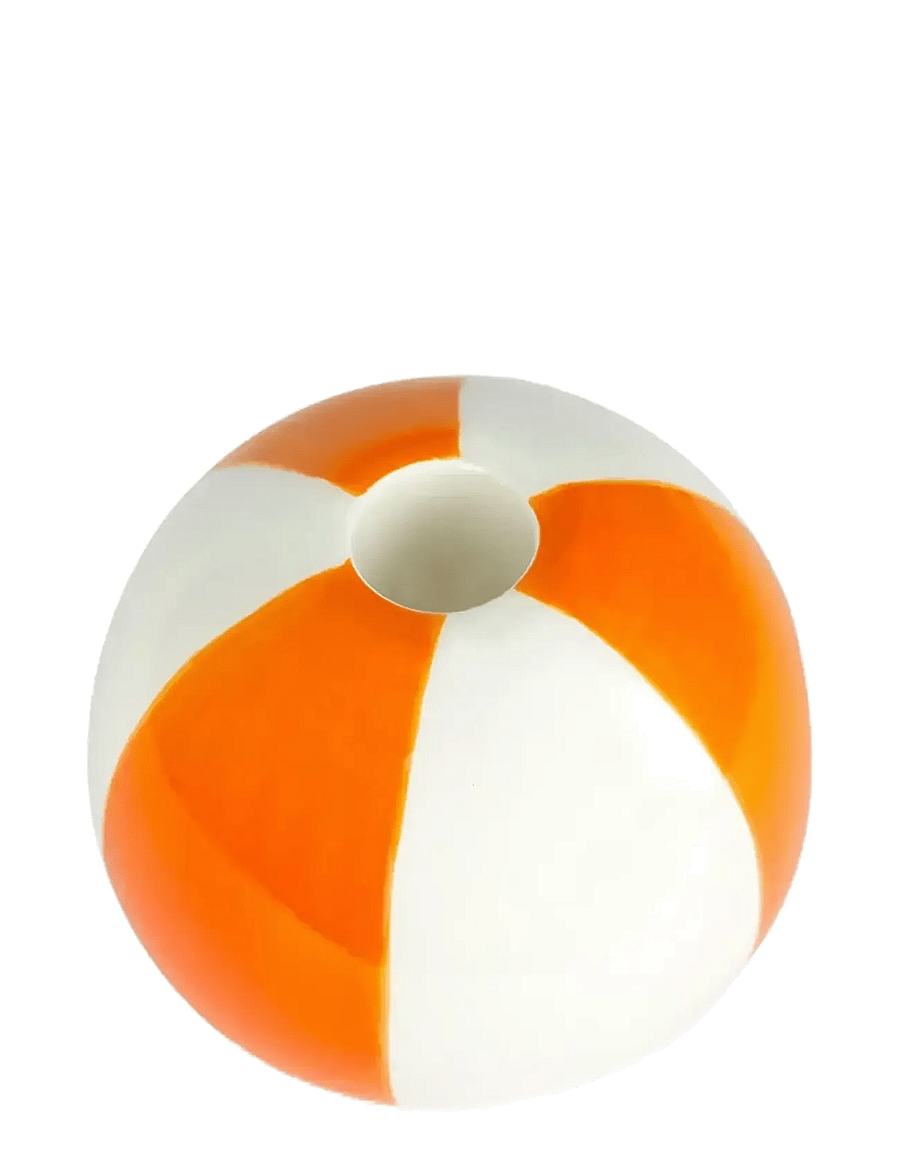 Balvi - Ceramic candle holder Beachball, Orange 8 cm - küünlajalad - orange/ white - 0
