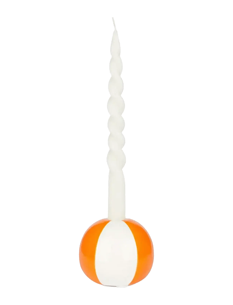Balvi - Ceramic candle holder Beachball, Orange 8 cm - küünlajalad - orange/ white - 1