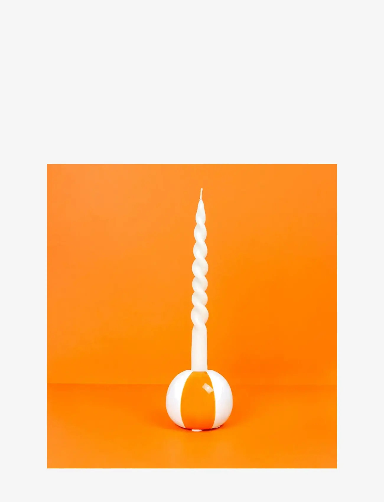 Balvi - Ceramic candle holder Beachball, Orange 8 cm - candlesticks - orange/ white - 2
