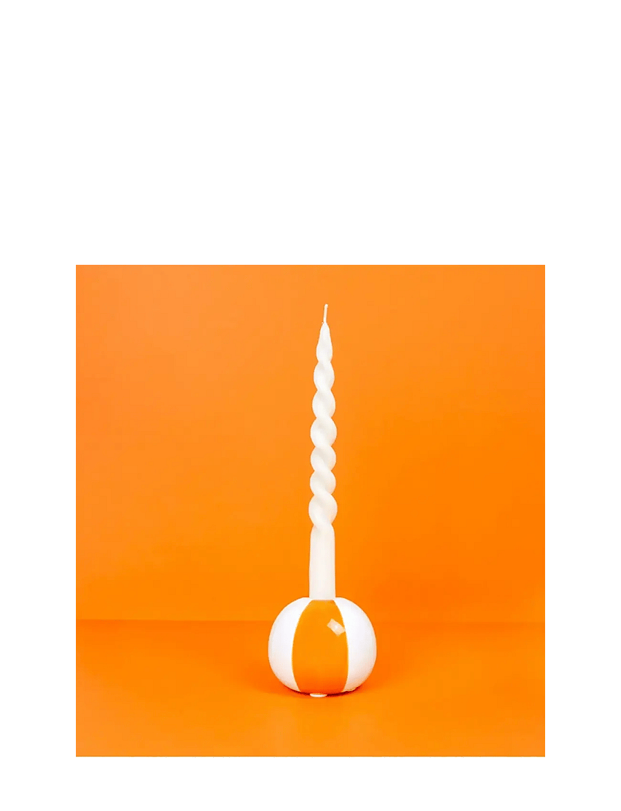 Balvi - Ceramic candle holder Beachball, Orange 8 cm - küünlajalad - orange/ white - 2