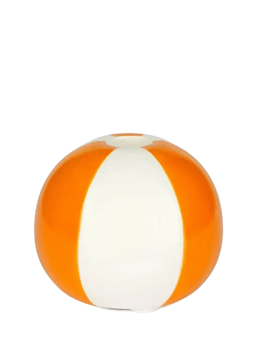 Balvi - Ceramic candle holder Beachball, Orange 8 cm - küünlajalad - orange/ white - 4