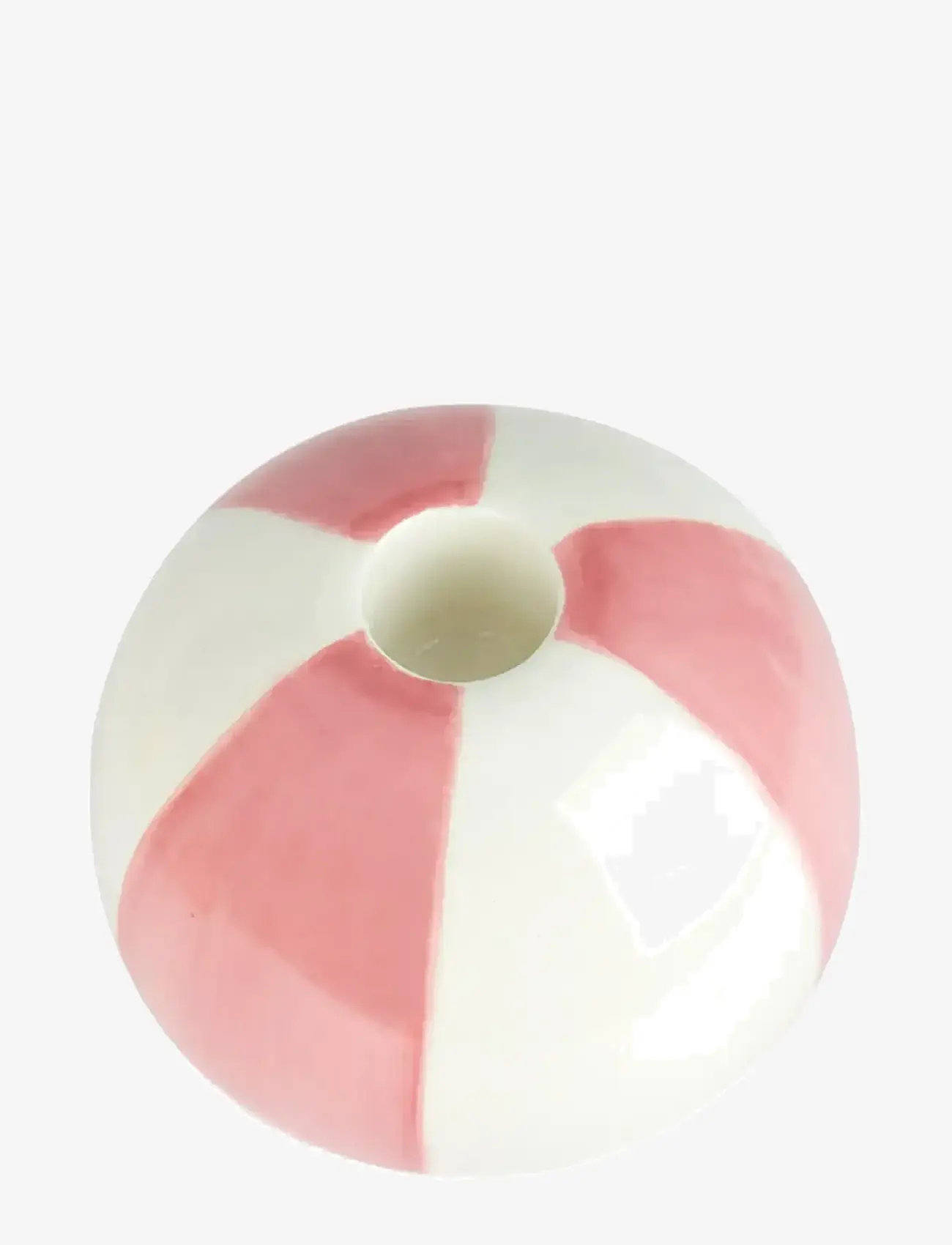 Balvi - Ceramic candle holder Beachball, Pink 8 cm - kerzenständer - pink/ white - 0