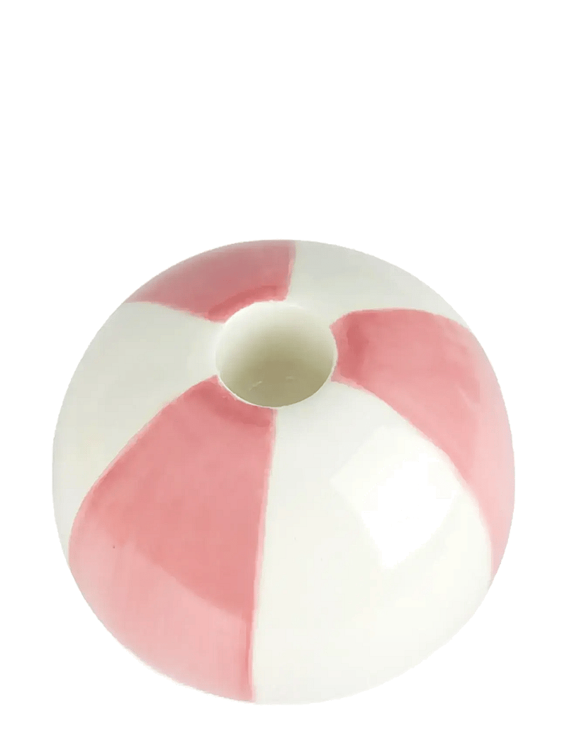 Balvi - Ceramic candle holder Beachball, Pink 8 cm - kerzenständer - pink/ white - 0