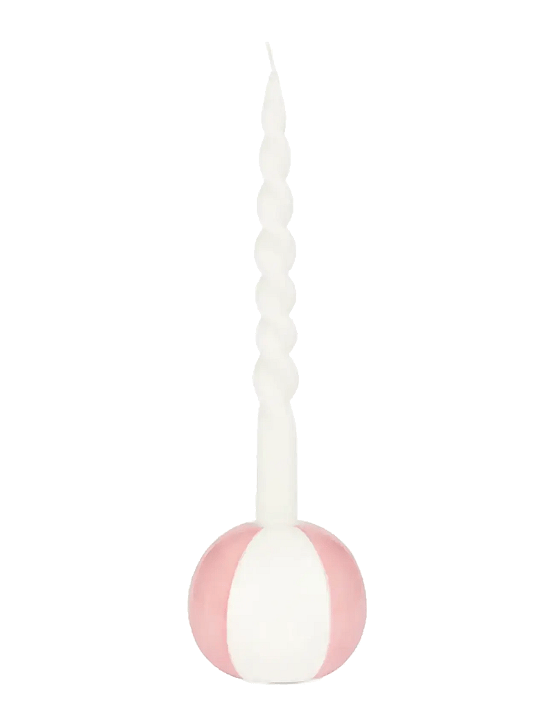 Balvi - Ceramic candle holder Beachball, Pink 8 cm - kerzenständer - pink/ white - 1