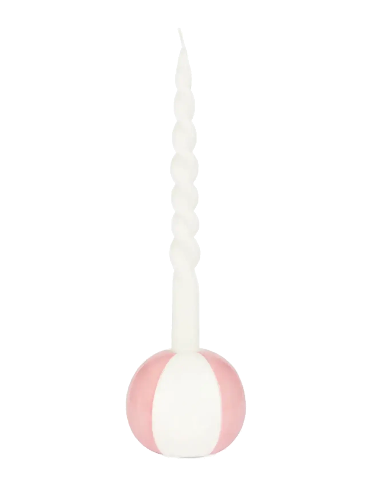 Balvi - Ceramic candle holder Beachball, Pink 8 cm - candlesticks - pink/ white - 1