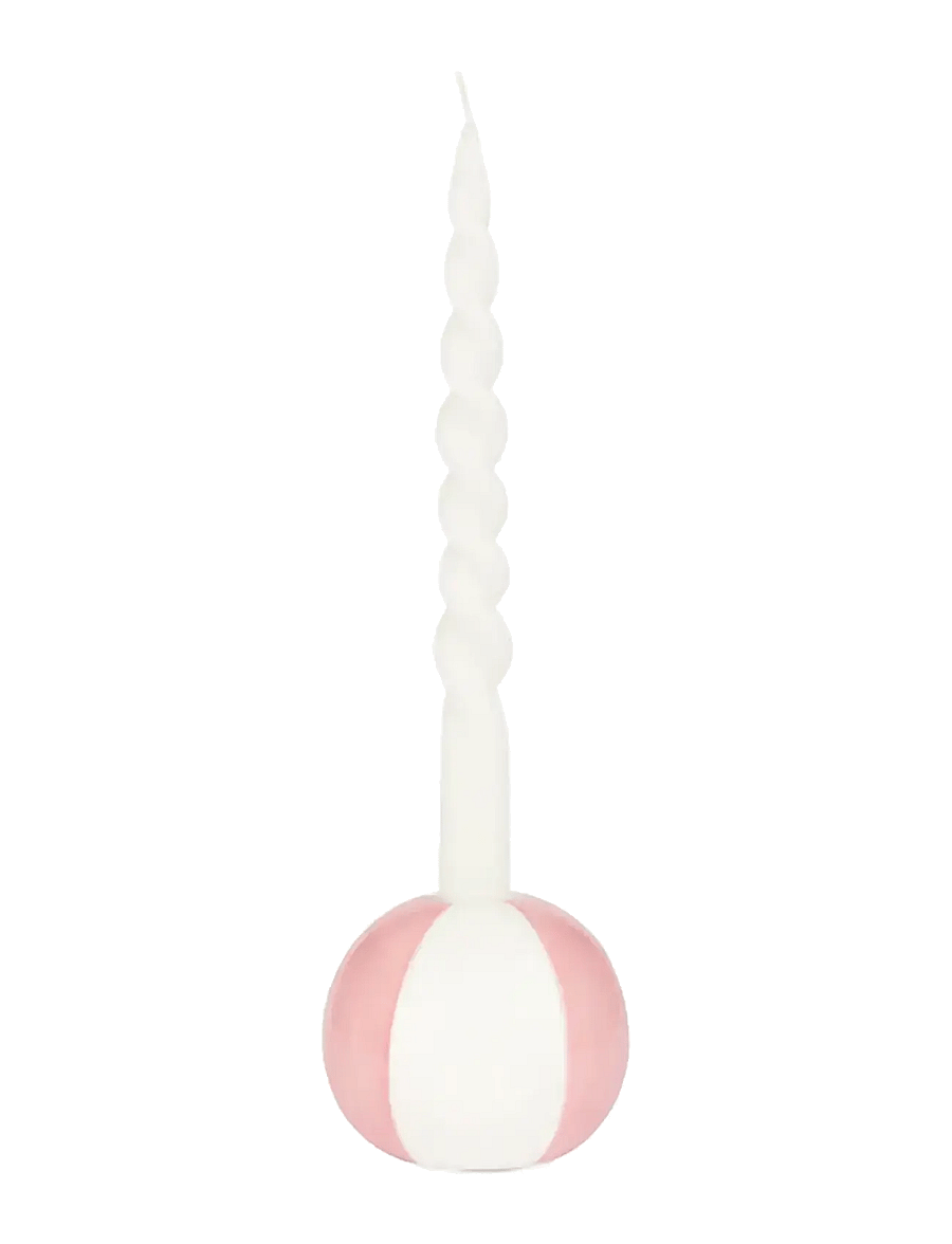 Balvi - Ceramic candle holder Beachball, Pink 8 cm - kerzenständer - pink/ white - 1