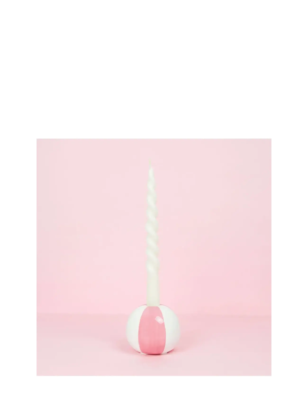 Balvi - Ceramic candle holder Beachball, Pink 8 cm - candlesticks - pink/ white - 2