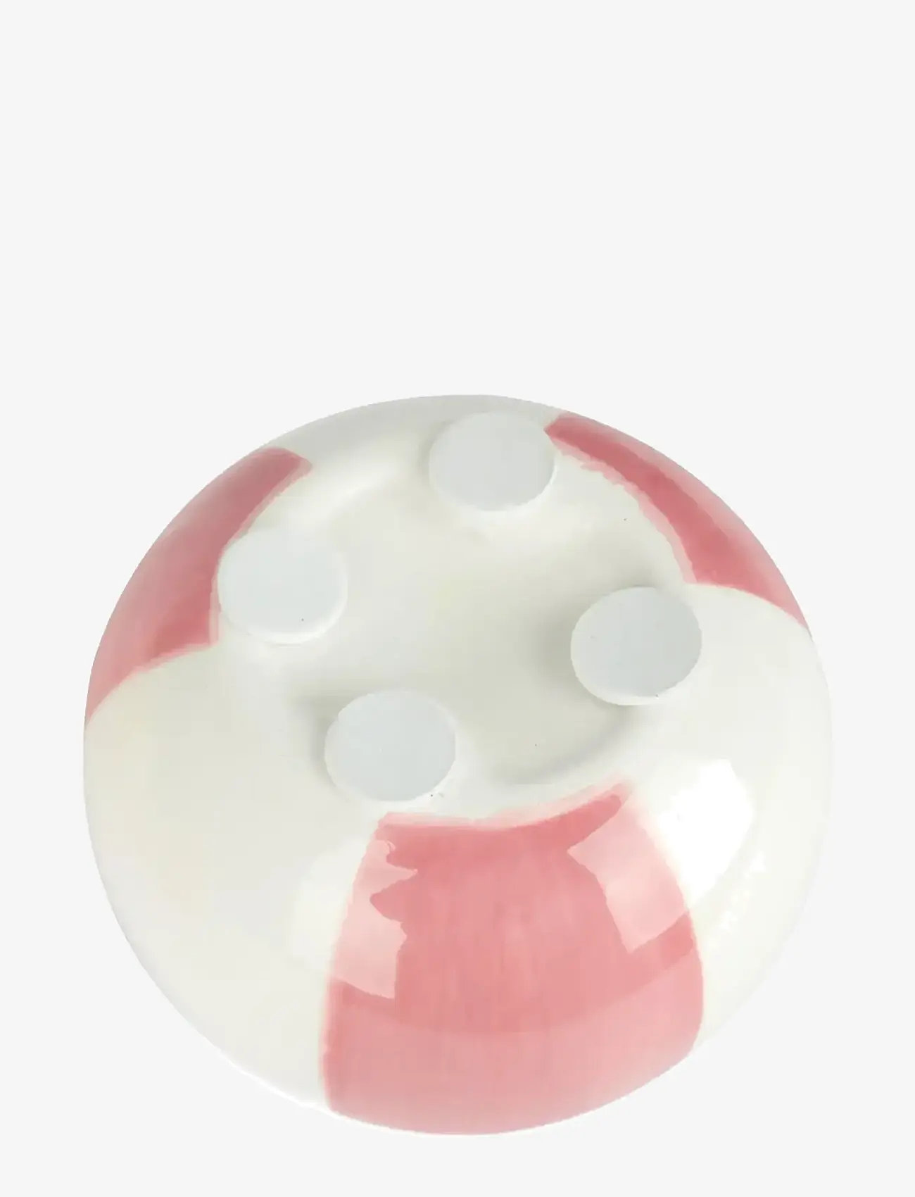 Balvi - Ceramic candle holder Beachball, Pink 8 cm - kerzenständer - pink/ white - 3