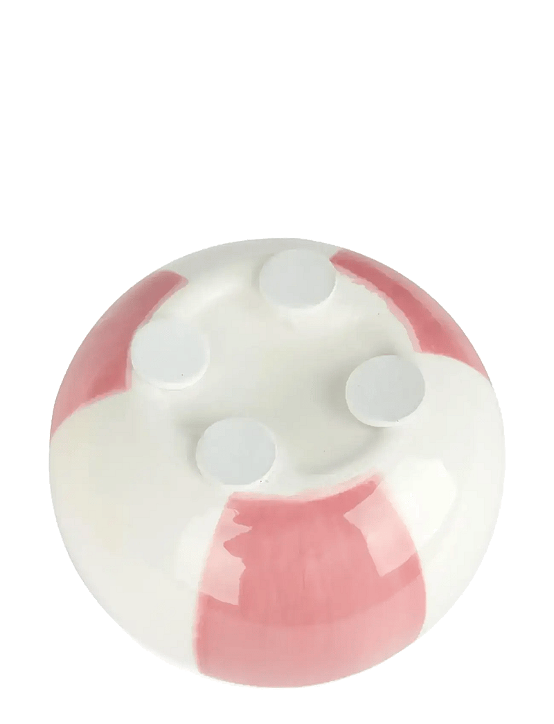 Balvi - Ceramic candle holder Beachball, Pink 8 cm - kerzenständer - pink/ white - 3