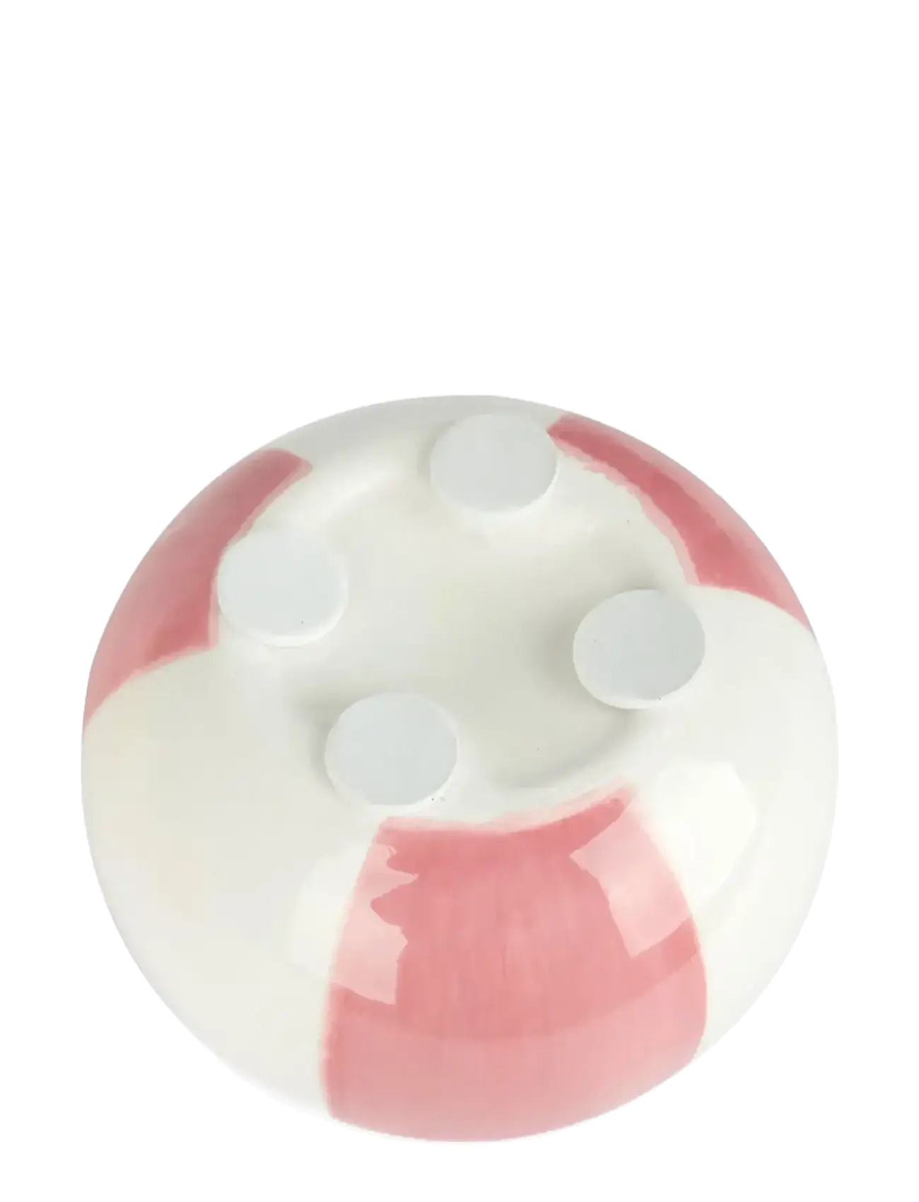 Balvi - Ceramic candle holder Beachball, Pink 8 cm - candlesticks - pink/ white - 3